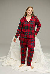 Піжама жіноча трикотажна, червона клітинка 2XL