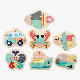 Пазли-вкладиші C 65104 (400) дерев'яні, в плівці, ВИДАЄТЬСЯ МІКС