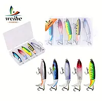 Набор воблеров-квокеров Whopper Popper 100 мм 13 грамм (5 шт) + коробка