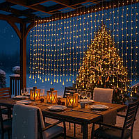 Світлодіодна гірлянда-штора LightZone 100 LED 12.2 м янтарне світло
