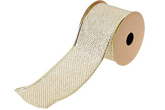 Стрічка із сітчастим візерунком світле золото 6,3×270 см BonaDi 821-004