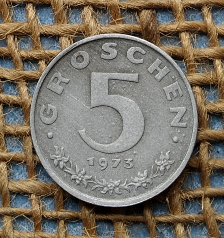 5 грошей 1973 року. Австрiя, фото 1