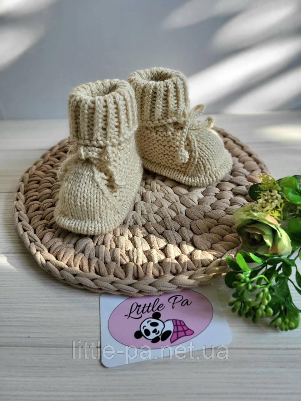 Пінетки "Трикутнички" світлий беж на 0-3 міс