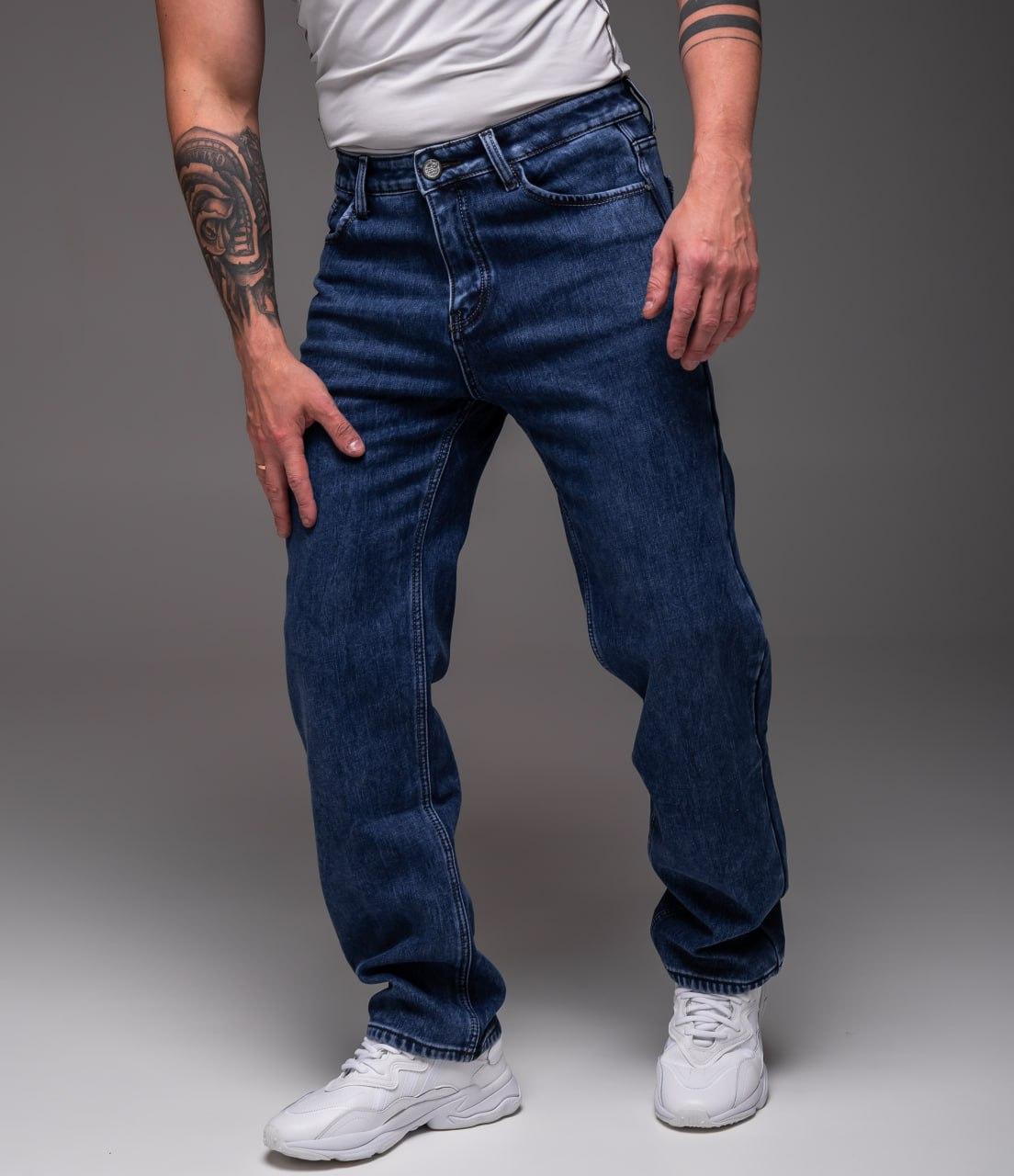 Джинси сині чоловічі класичні на флісі BJ | Чоловічі джинси класика Теплі, фото 1