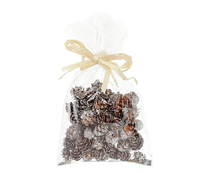 Набір шишок 2.5 см для декору зі сріблястим напиленням, у пакуванні 16 шт. 744-034