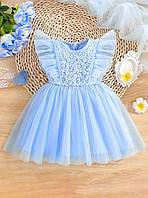 Ніжна святкова блакитна сукня для дівчинки 2–3 років (розмір 86–98).