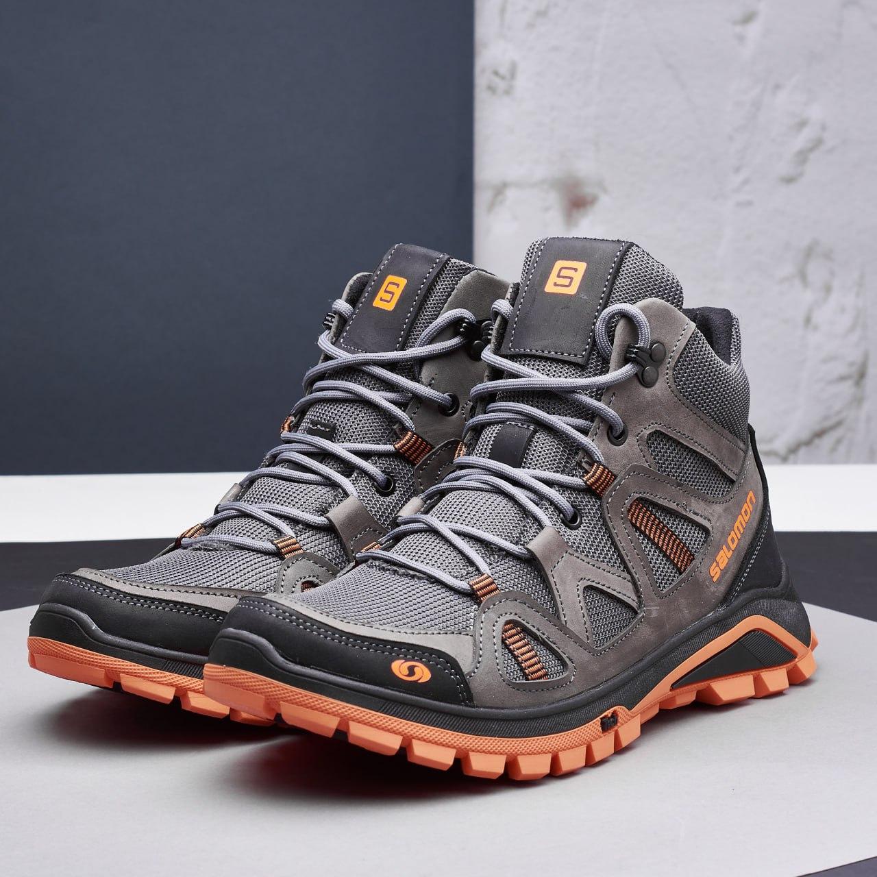 Зимові чоловічі шкіряні черевики, кросівки сірі утеплені з натуральної шкіри на хутрі на зиму для чоловіків, розмір 40-45, фото 1