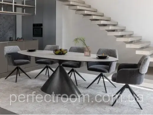 Керамічний стіл Тереза TML-1260 грей травертін + чорний