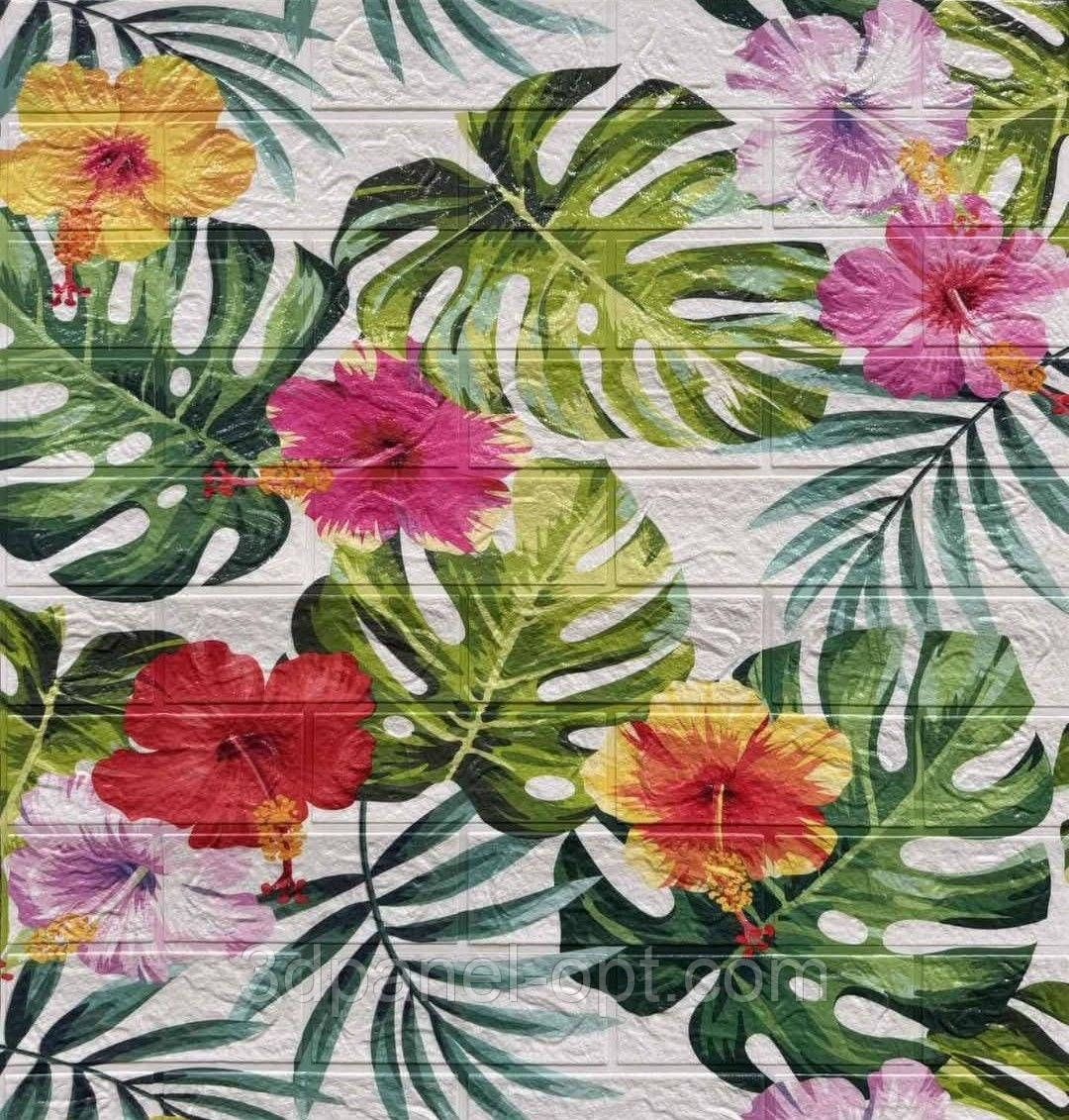 Самоклеюча 3D панель "Квітучі Джунглі" 77×70 см товщина 4 мм, фото 1