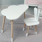 Дитячий набір стільчик з вушками і стіл хмаринка набір меблів столик та стілець з високою спинкою в дитячу білий на подарунок, фото 6