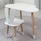 Дитячий набір стільчик з вушками і стіл хмаринка набір меблів столик та стілець з високою спинкою в дитячу білий на подарунок, фото 5