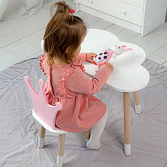 Стіл біле хмаринка 46х70х40 і стільчик корона рожевий 26х26х24, стіл та стілець в дитячу