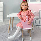 Стіл біле хмаринка 46х70х40 і стільчик корона рожевий 26х26х24, стіл та стілець в дитячу, фото 9