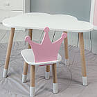 Стіл біле хмаринка 46х70х40 і стільчик корона рожевий 26х26х24, стіл та стілець в дитячу, фото 10