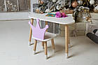Білий столик хмарка 46х70х40 та стільчик корона фіолетовий 26х26х24, набір меблів для дитини стіл та стілець, фото 7
