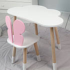 Комплект столик та стільчик для дитячої кімнати набір меблів столик хмара 46х70х40 і стілець метелик 26х26х26 білий, фото 5