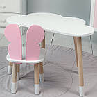 Комплект столик та стільчик для дитячої кімнати набір меблів столик хмара 46х70х40 і стілець метелик 26х26х26 білий, фото 6