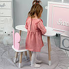 Комплект столик та стільчик для дитячої кімнати набір меблів столик хмара 46х70х40 і стілець метелик 26х26х26 білий, фото 3