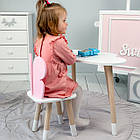 Комплект столик та стільчик для дитячої кімнати набір меблів столик хмара 46х70х40 і стілець метелик 26х26х26 білий, фото 4