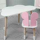 Комплект столик та стільчик для дитячої кімнати набір меблів столик хмара 46х70х40 і стілець метелик 26х26х26 білий, фото 8