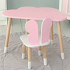 Стіл хмаринка 46х70х40 та стільчик метелик 26х26х26, дитячий столик та стілець для малювання/занять, рожевий з білим, фото 4