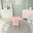 Стіл хмаринка 46х70х40 та стільчик метелик 26х26х26, дитячий столик та стілець для малювання/занять, рожевий з білим, фото 10