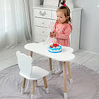 Столик хмаринка 46х70х40 і стільчик медведик 26х26х24, стіл та стілець в дитячу, білий, фото 2