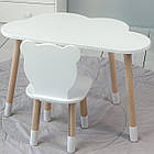 Столик хмаринка 46х70х40 і стільчик медведик 26х26х24, стіл та стілець в дитячу, білий, фото 3