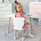 Столик хмаринка 46х70х40 і стільчик медведик 26х26х24, стіл та стілець в дитячу, білий, фото 6