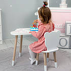 Столик хмаринка 46х70х40 і стільчик медведик 26х26х24, стіл та стілець в дитячу, білий, фото 8