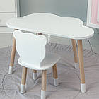 Столик хмаринка 46х70х40 і стільчик медведик 26х26х24, стіл та стілець в дитячу, білий, фото 9