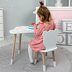 Столик хмаринка 46х70х40 і стільчик медведик 26х26х24, стіл та стілець в дитячу, білий, фото 10