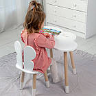 Столик хмаринка 46х70х40 і стільчик метелик 26х26х24, стіл та стілець в дитячу, білий, фото 2