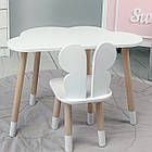 Столик хмаринка 46х70х40 і стільчик метелик 26х26х24, стіл та стілець в дитячу, білий, фото 3