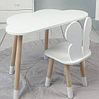Столик хмаринка 46х70х40 і стільчик метелик 26х26х24, стіл та стілець в дитячу, білий, фото 4