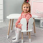 Столик хмаринка 46х70х40 і стільчик метелик 26х26х24, стіл та стілець в дитячу, білий, фото 7