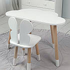 Столик хмаринка 46х70х40 і стільчик метелик 26х26х24, стіл та стілець в дитячу, білий, фото 8