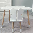 Столик хмаринка 46х70х40 і стільчик метелик 26х26х24, стіл та стілець в дитячу, білий, фото 10