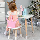 Стіл в дитячу кімнату 46х60х45 і стілець корона 26х26х24, столик та стільчик для дівчинки, рожевий з білим, фото 7