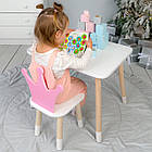 Стіл в дитячу кімнату 46х60х45 і стілець корона 26х26х24, столик та стільчик для дівчинки, рожевий з білим, фото 9
