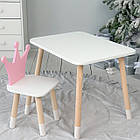 Стіл в дитячу кімнату 46х60х45 і стілець корона 26х26х24, столик та стільчик для дівчинки, рожевий з білим, фото 10