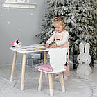 Стіл прямокутний 46х60х45 і стілець медведик 26х26х24, столик та стільчик для хлопчячої кімнати, білий, фото 2