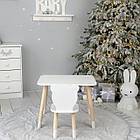 Стіл прямокутний 46х60х45 і стілець медведик 26х26х24, столик та стільчик для хлопчячої кімнати, білий, фото 4