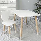 Стіл прямокутний 46х60х45 і стілець медведик 26х26х24, столик та стільчик для хлопчячої кімнати, білий, фото 6