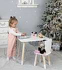 Стіл прямокутний 46х60х45 і стілець медведик 26х26х24, столик та стільчик для хлопчячої кімнати, білий, фото 7