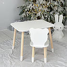 Стіл прямокутний 46х60х45 і стілець медведик 26х26х24, столик та стільчик для хлопчячої кімнати, білий, фото 8