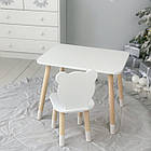 Стіл прямокутний 46х60х45 і стілець медведик 26х26х24, столик та стільчик для хлопчячої кімнати, білий, фото 10