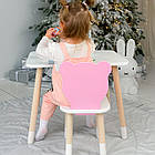 Стіл прямокутний 46х60х45 і стілець медвежа 26х26х24, столик та стільчик в дитячу, білий з рожевим, фото 8
