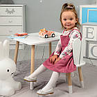 Стіл прямокутний 46х60х45 і стілець вушка кролика 26х26х24, столик та стільчик в дитячу, білий, фото 2
