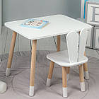 Стіл прямокутний 46х60х45 і стілець вушка кролика 26х26х24, столик та стільчик в дитячу, білий, фото 5